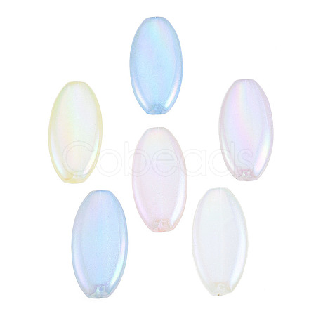 Rainbow Iridescent Plating Acrylic Beads X-OACR-N010-066-1