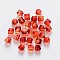 Two Tone Transparent Spray Painted Acrylic Beads, Polygon, FireBrick, 7.5x8x8mm, Hole: 1.8mm, about 1690pcs/500g