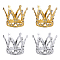 Olycraft 4Pcs 2 Colors Crown Alloy Display Ornaments, with Resin Rhinestone, for Birthday Cake Party Decoration, Golden & Silver, 33.5x32.5mm, Hole: 2.5mm, 2pcs/color