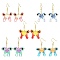 Natural Mixed Stone Dangle Earrings, with Glass Beads and 304 Stainless Steel Earring Hooks, Butterfly, 42x26~27mm