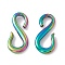 Ion Plating(IP) 304 Stainless Steel S Hook Clasps, for Bracelets Making, Rainbow Color, 29x13x3mm, Hole: 5.5mm & 7mm