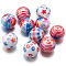 10Pcs UV Plating Colours Acrylic Beads, Printed Straight Hole Round Beads, Mixed Color, 15x15mm, Hole: 3mm