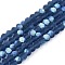 Transparent Glass Beads Strands, Faceted, Frosted, Half AB Color Plated, Rondelle, Marine Blue, 4x3.5mm, Hole: 1mm, about 113~115pcs/strand, 41~41.5cm