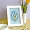 DIY Flower Pattern Photo Frame Embroidery Kits for Beginner, Including Printed Cotton Fabric, Embroidery Thread & Needles, Plastic Embroidery Hoops, Sky Blue, 180x124mm