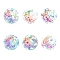 Gorgecraft 6Pcs 6 Style Waterproof PVC Electrostatic Wall Stickers Brick Pattern Stickers, for Living Room TV Wall Decoration, Round with Moon and Flower, Colorful, 15cm, 6pcs/set