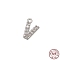 Real Platinum Plated Rhodium Plated 925 Sterling Silver Micro Pave Clear Cubic Zirconia Charms, Initial Letter, Letter V, 8.5x5.5x1mm, Hole: 0.9mm