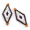 MIYUKI & TOHO Japanese Seed Beads, Handmade Links, Rhombus Loom Pattern, Silver, 31~32.5x13~13.5x1.5~2mm, Hole: 1mm