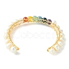 Natural Pearl Bead & Mixed Gemstone Beads Cuff Bangles for Women Girl Gift BJEW-JB06826-03-2
