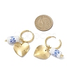 Column with Heart 316 & 202 Stainless Steel Hoop Earrings EJEW-JE06736-01-4