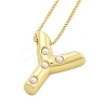 Brass & Plastic Pearl Letter Pendant Box Chain Necklaces for Women NJEW-U017-01G-25-2