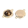 Brass Pave Natural Tiger Eye Flat Round Links Connector Charms KK-U043-45G-C-2