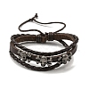 PU Leather & Waxed Cords Triple Layer Multi-strand Bracelets BJEW-F468-10-2