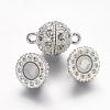 Alloy Rhinestone Magnetic Clasps with Loops RB-H116-3-S-1-2