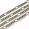 Brass Coated Iron Figaro Chain Necklace Making MAK-T006-03AB-2
