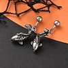 Fish 316 Surgical Stainless Steel Dangle Belly Button Rings EJEW-G416-15AS-1