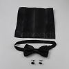 Polyester Pocket Towel Accessories & Bowknot Ties & Iron Cuffinks Sets AJEW-WH20007-78A-1