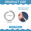 1000Pcs Tarnish Resistant 304 Stainless Steel Open Jump Rings STAS-ME0002-14-2