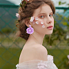 4 Pairs 4 Colors Bohemian Style Raffia Flower Dangle Stud Earrings with Iron Pins EJEW-FI0002-26-6