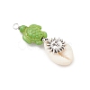 15Pcs 15 Styles Natural Cowrie Shell & Dyed Synthetic Turquoise Turtle Copper Wire Wrapped Pendants PALLOY-JF04034-5