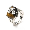 Natural Tiger Eye Adjustable Rings RJEW-P043-03P-16-4