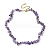 Natural Amethyst Chips Beaded Necklace NJEW-FZ00004-09-1