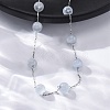 304 Stainless Steel Cat Eye Round Beads Handmade Chain Necklaces for Women NJEW-C073-01P-06-3