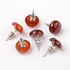 Half Round Dome Natural Red Agate Stud Earrings EJEW-L171-06-2
