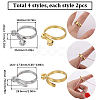 SUNNYCLUE 8Pcs 4 Style Alloy Cuff Rings RJEW-SC0001-10-2