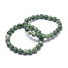 Natural Green Spot Jasper Bead Stretch Bracelets BJEW-K212-C-017-1