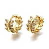 Brass Micro Pave Clear Cubic Zirconia Leaf Hoop Earrings EJEW-P322-15G-4