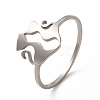 Non-Tarnish 304 Stainless Steel Double Cat Finger Ring for Women RJEW-K239-04P-1