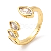 Rack Plating Brass Pave Clear Cubic Zirconia Open Cuff Rings for Women RJEW-Q770-31G-3