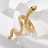 304 Stainless Steel Rhinestone Snake Open Cuff Rings RJEW-A052-07G-3