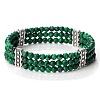 Round Synthetic Malachite & Alloy Multi-Strand Beaded Stretch Bracelets for Women Men GQ0306-8-1