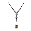 Retro Glass & Porcelain & Alloy Adjustable Nylon Cord Y Necklaces for Women NJEW-JN05360-02-2
