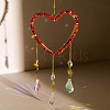 Heart Natural Red Jasper Chips Hanging Ornaments HJEW-G024-01F-1