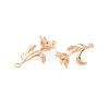 Brass Birth Flower Connector Charms KK-S364-236-2