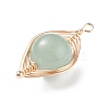 Natural Stone Copper Wire Wrapped Connector Charms PALLOY-JF01377-02-3