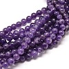 Natural Amethyst Round Bead Strands G-P072-48-8mm-1
