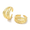 Textured Brass Open Cuff Rings for Women RJEW-E292-12G-1