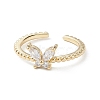 Butterfly Clear Cubic Zirconia Cuff Ring RJEW-M146-12G-2
