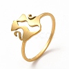 304 Stainless Steel Double Cat Finger Ring for Women RJEW-K239-04G-3