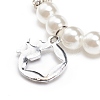 ABS Plastic Imitation Pearl  & Rhinestone Beaded Stretch Bracelet with Alloy Charm for Women BJEW-JB08526-01-5
