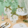 80Pcs Gold Stamping Thank You Paper Gift Bags with Olive Drab Polyester Ribbon CON-WA0001-05-5