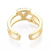 Brass Micro Pave Cubic Zirconia Cuff Rings for Women KK-T071-71G-3