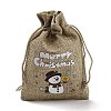 Christmas Printed Burlap Packing Pouches Drawstring Bags ABAG-Q053-02A-01-3