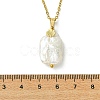 Natural Baroque Keshi Pearl Rectangle Pendant 304 Stainless Steel Cable Chain Necklaces for Women NJEW-JN06115-4