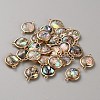 Flat Round Natural Paua Shell Resin Connector Charms LS-BSHE-WH0004-16KCG-1