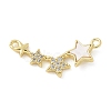 Brass Micro Pave Clear Cubic Zirconia Connector Charms KK-K298-27G-1