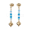 5 Pairs 5 Colors Golden 304 Stainless Steel Heart Dangle Stud Earrings EJEW-JE05538-S-2